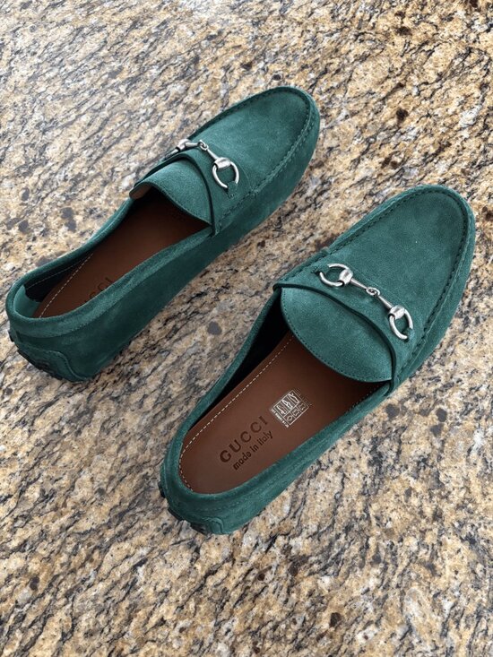 Gucci Men\'s Green Suede Loafers Size 12.5 main image 4